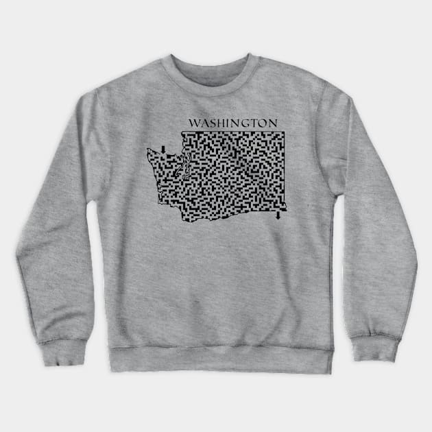 Washington State Outline Maze & Labyrinth Crewneck Sweatshirt by gorff